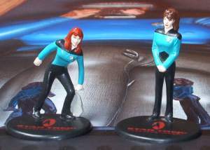 picture Beverly Crusher and Deanna Troi collectible figures.